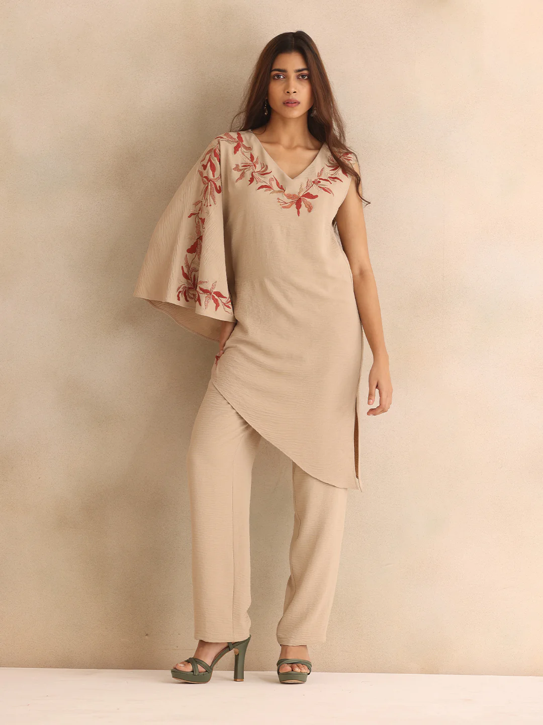 beige-v-neck-embroidered-casual-co-ord-set