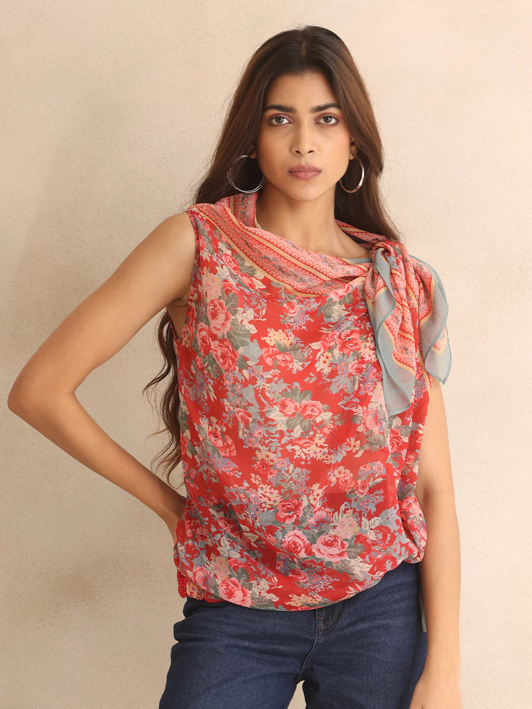 red-cowl-neck-printed-sleeveless-drape-top-with-cami