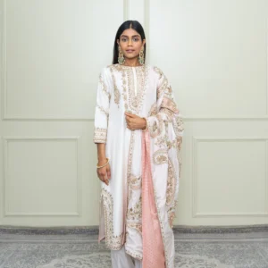 Daisy Ivory A-line Kurta With Dogri Salwar With Odhni