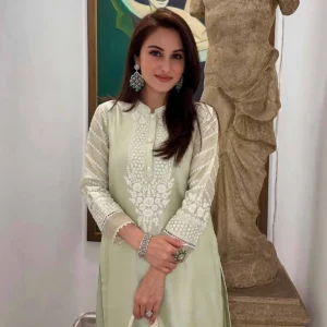 Frosty Green Short Kurta With Dhoti