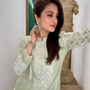 Daisy Ivory A-line Kurta With Dogri Salwar With Odhni